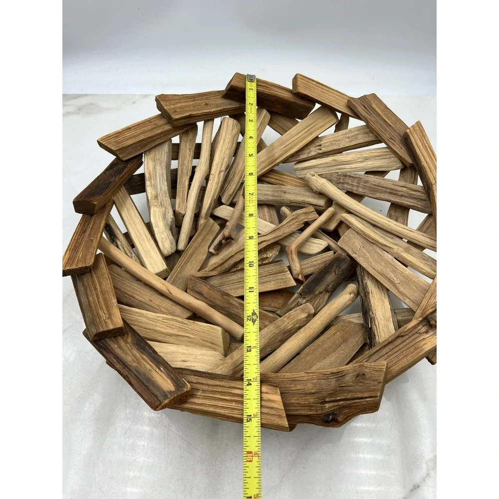 Driftwood Decorative Bowl Basket Handmade Natural Wood Art Centerpiece Beachy